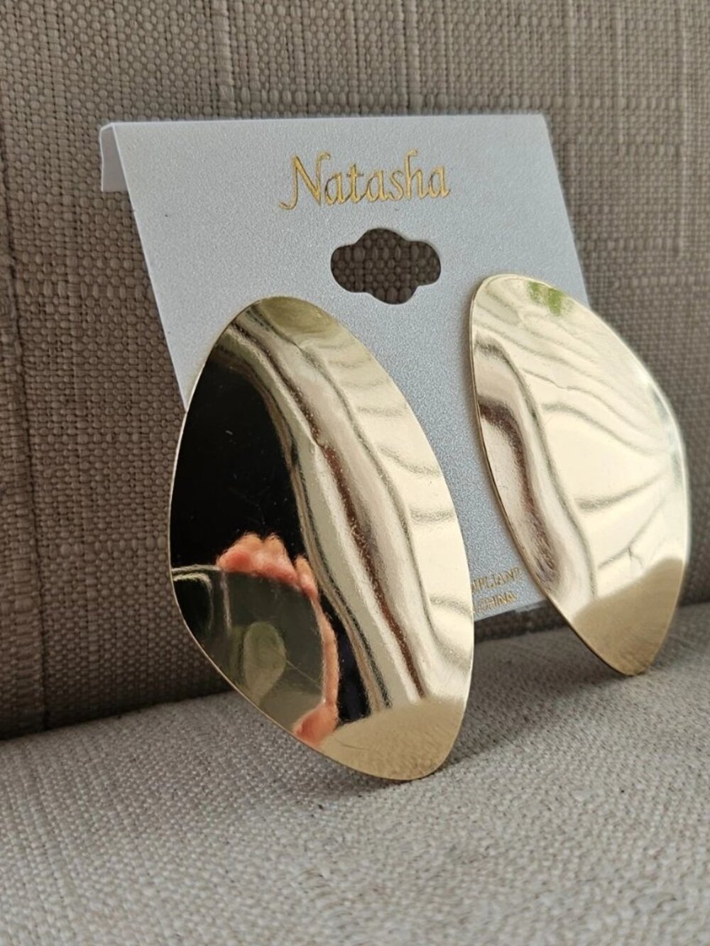Natasha Women Earrings Gold Tone Fashion Jewelry Clip On Drop Down Earrings NWT - Picture 3 of 14